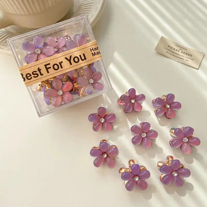 1/10pcs Cute Mini Flower Hairclip Claws Women Girls Colorful Opal Hairpins Sweet Small Headdress Barrettes Accessories.