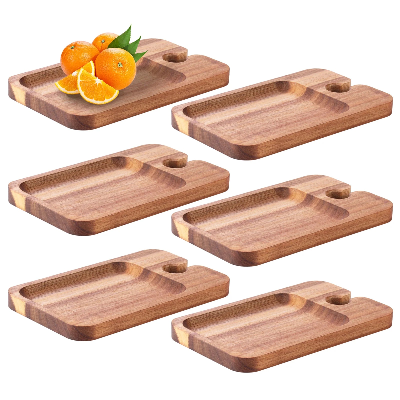 Wood Appetizer Plates With Wine Glass Holder Wine Appetizer Plates Wood Charcuterie Boards for Wine Party Housewarming Party.
