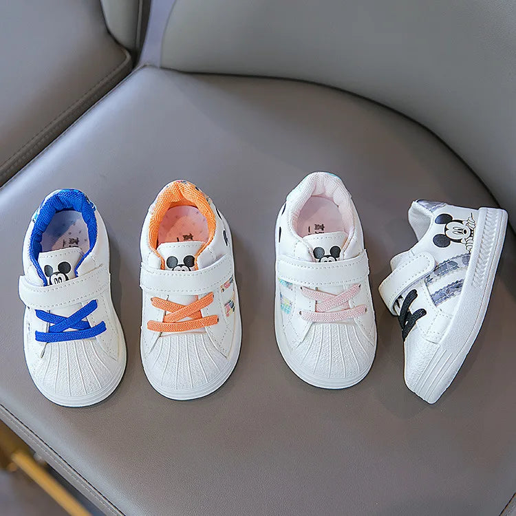 Disney White Casual Shoes For Baby Boy Girl Brand Children Sneaker Mickey Mouse Kids Sports Shoes Toddler Walking Shoes Size 25.