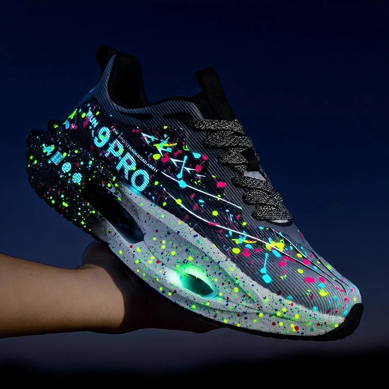 New Soft Sole Cushioning Men's Running Shoes for Women High-quality Road Jogging Shoes Light Comfy Sneakers Reflective Night Run