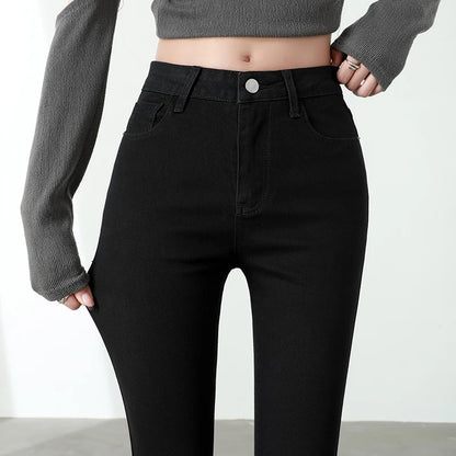 New Sexy Women Light Blue Slim Skinny Denim Jeans High Waist Elastic Mom Jeans Stretch Pencil Pants Streetwear Tight Trousers.