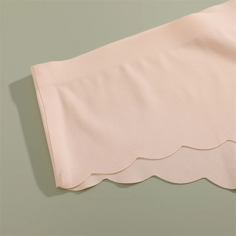 5PCS/Set Seamless Ruffle Waist Underwear for Women Sexy Ice Silk Breathable Panties Female Low Rise Stretchy Briefs Lingeries.