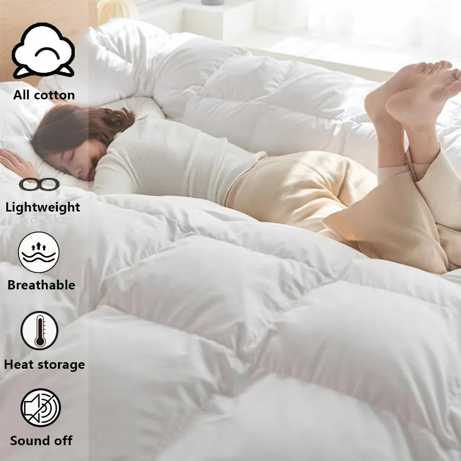 KDJEIKZ  Winter Cotton Goose Down Quilt Five-Star Hotel Duvet Super Soft Fluffy Queen King Full Size Four Seasons Duvets Blanket.