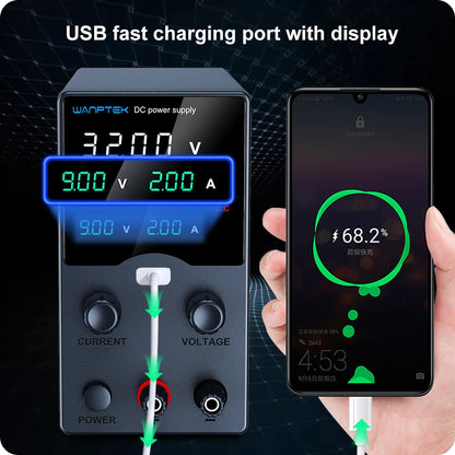 Wanptek Laboratory Power Supply 30V 5A 30V 10A 60V 5A 120V 3A  Adjustable with USB Output Display Lab Bench DC Power Supply.
