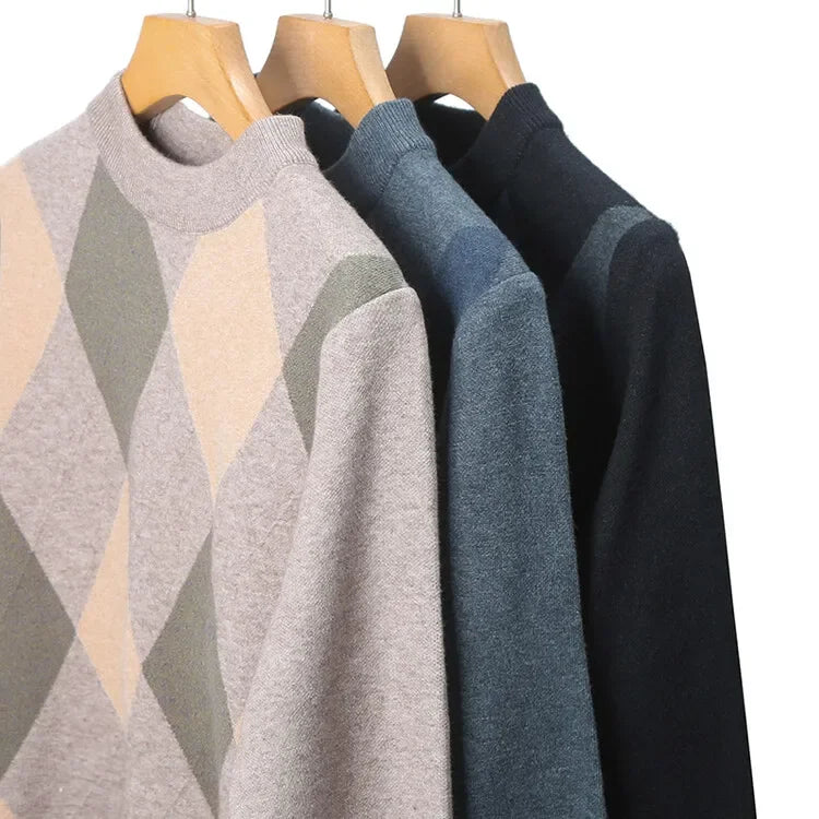 New High Quality Men's  Fashion Business Casual Knitted Sweater Warm Pullover Tops Mens Clothes.