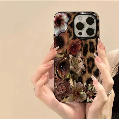 Leopard Print Elegant Lily Flower Pattern Phone Case For iPhone 16 14 13 12 11 15 Pro Max SE 2020 XR XS MAX 7 8 Plus Soft Cover.