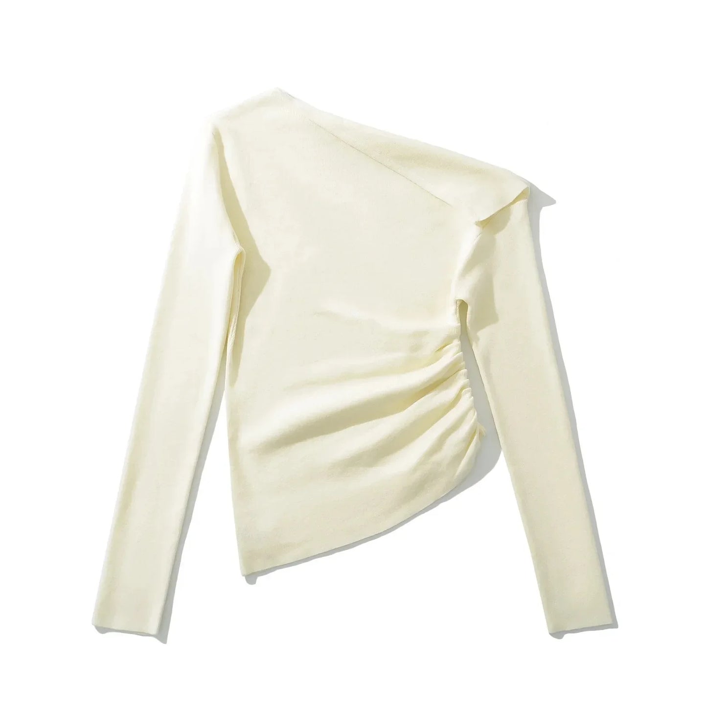 American Style One Shoulder Long Sleeve Women's T-shirt Autumn Pure Desire High-grade Slimming Personality Oblique Shoulder Base.