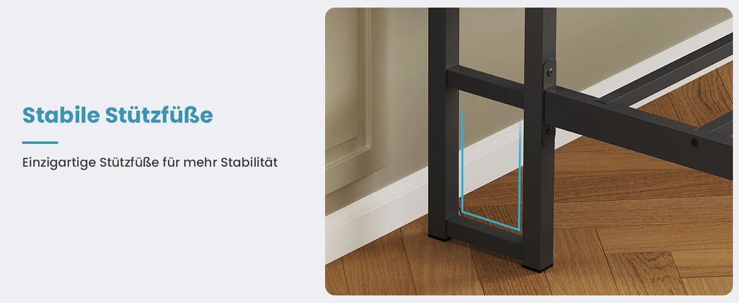 Metallbettgestell 140 x 200 cm mit LED-Beleuchtung, Kopfteil und Ladestation, integriertes Metallbett 140 x 200 mit Gitterbraten