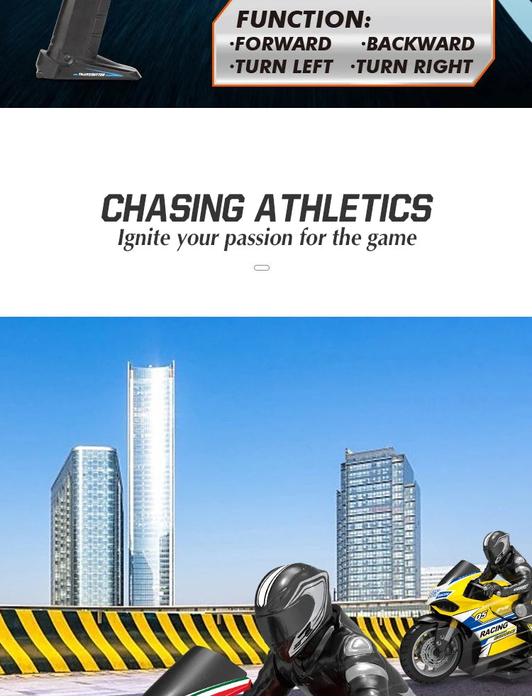 1/ 10 2.4G High Speed Remote Control RC Stunt Motorbike  drift Car 30mins Drive Racing Motorbike RC Motorcycle Toy model.