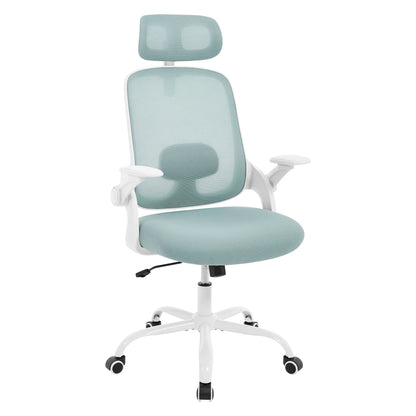 WOLTU Ergonomischer Netz-Bürostuhl, anhebbarer Gaming-Stuhl mit Kopfstütze, verstellbare Lordosenstütze, drehbarer Computerstuhl mit hoher Rückenlehne