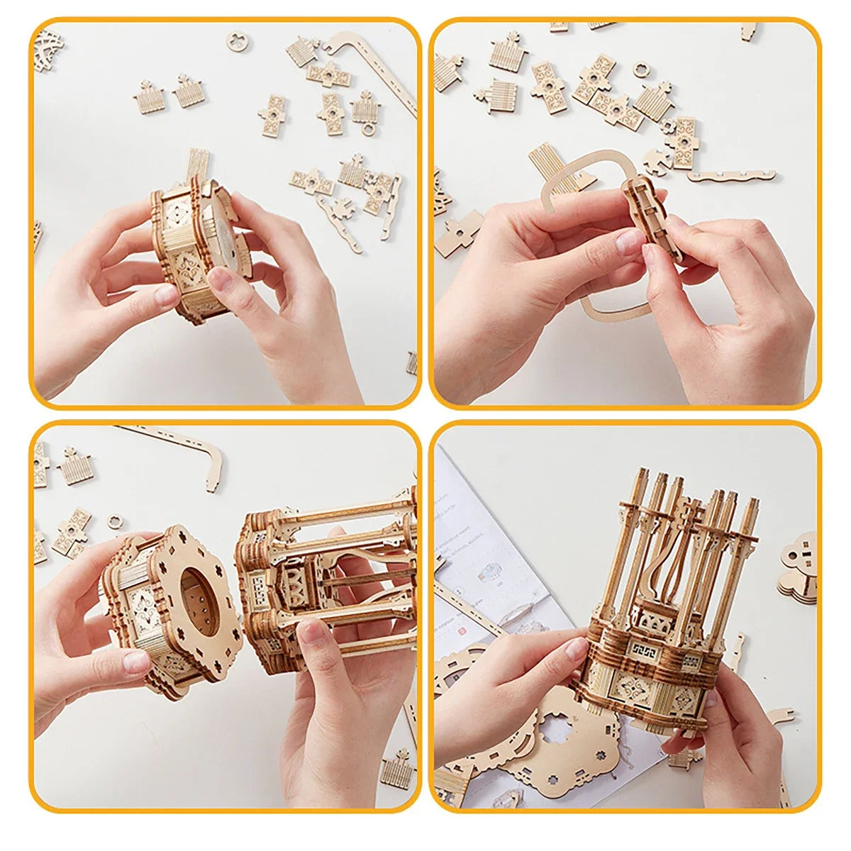 Ferris Wheel Hands Craft DIY 3D Wooden Puzzle Instrument Assembly Building Model Kit Brain Teaser Puzzles Toy.