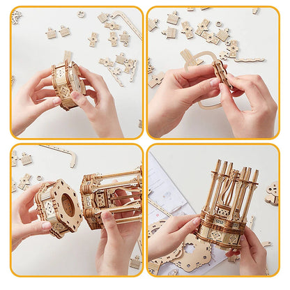 Ferris Wheel Hands Craft DIY 3D Wooden Puzzle Instrument Assembly Building Model Kit Brain Teaser Puzzles Toy.