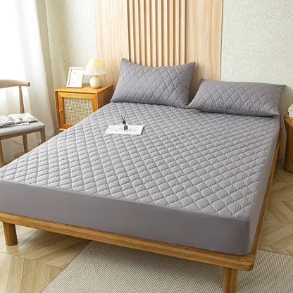Waterproof Throw Mattress Cover Bed Fitted Sheet Mattress Protector Single/Double/140/160 Muti Size  Gray/White.