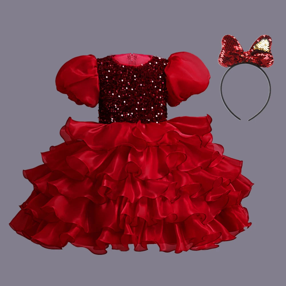 Kinderkleid, rotes Prinzessin-Halloween-Kleid, Kinderkleid, Blumenkleid, 4 bis 12 Jahre Mädchen, Klavier-Performance-Kleid.
