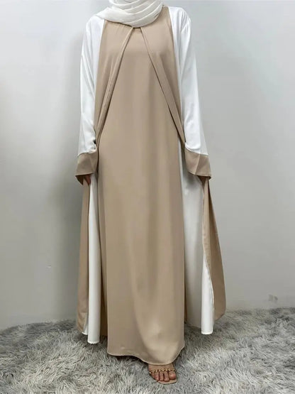 Ramadan Eid Muslimischen Abaya Dubai Luxus Spleißen Gefälschte Zwei Stücke Abayas Für Frauen Kaftan Modest Kleid Islam Kaftan Marocain Femme