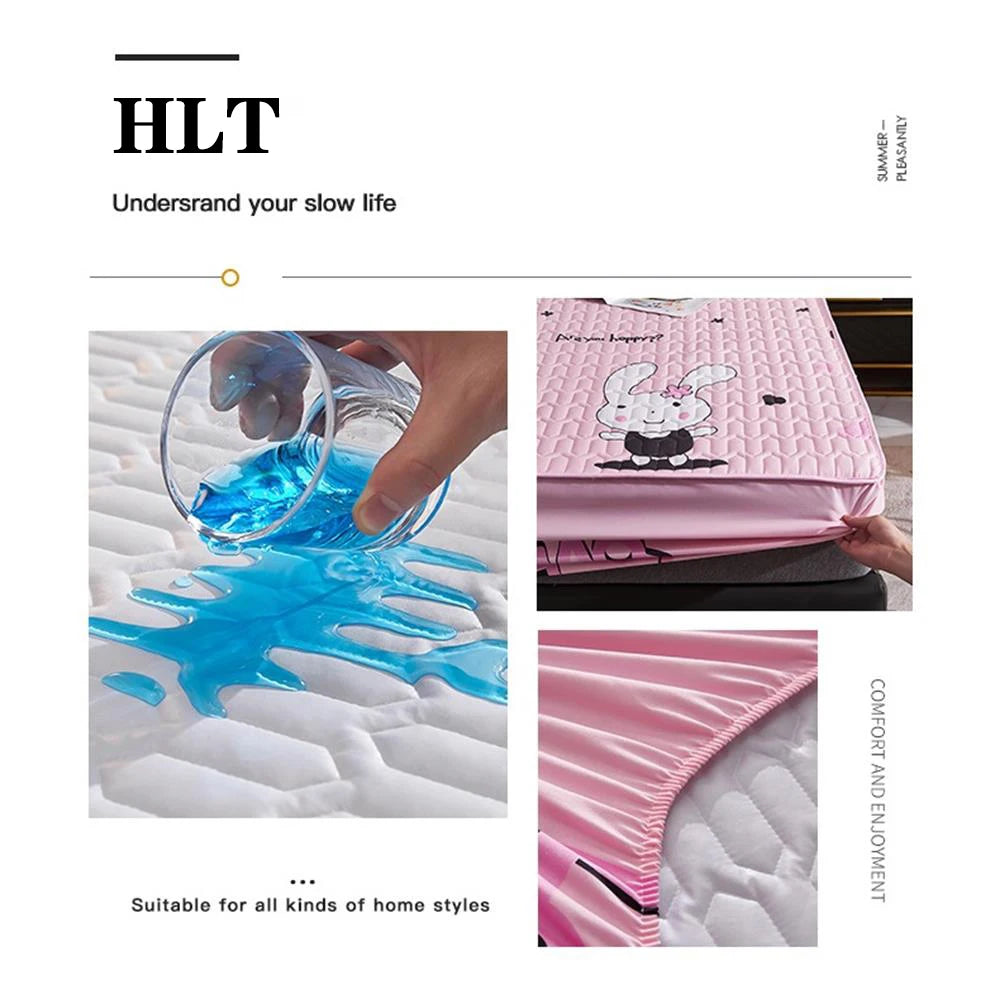 Waterproof Thicken Mattress Cover Quilted Latex Mat Bed Covers Pad Skin-Friendly Fitted Sheet Protector Bedspread150/160/180x200