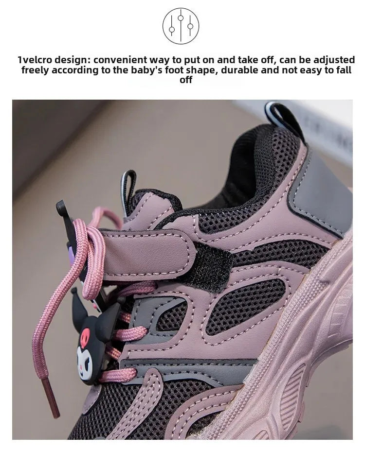 Kuromi Girl Shoe Spring Autumn Sanrios New Anime Figure Mesh Cloth Kawaii Cartoon Child Resistant To Dirt Sneakers Breathable.