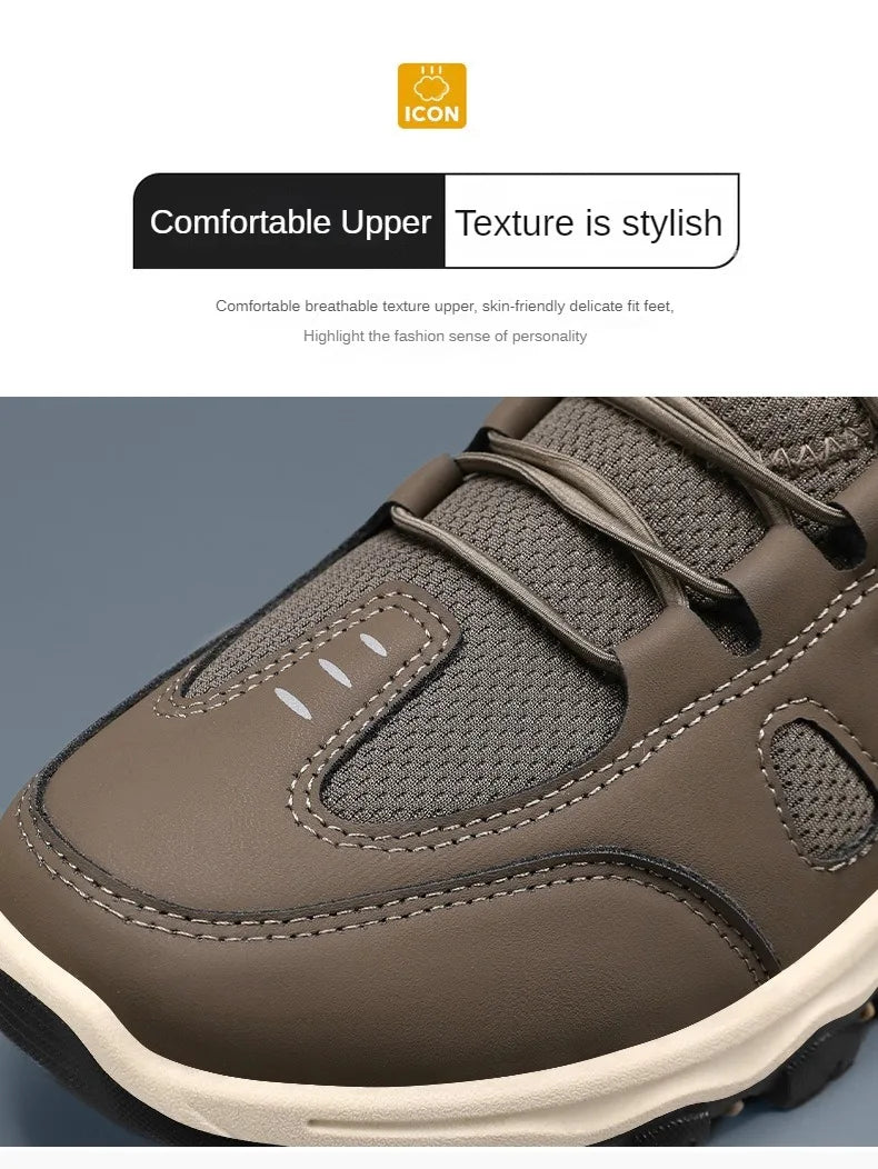 Men Soft Hiking Shoes Summer Breathable Mesh Sneakers Light Black Hike Footwear Walking Shoes Outdoor Shoes Climbing Shoe Male.