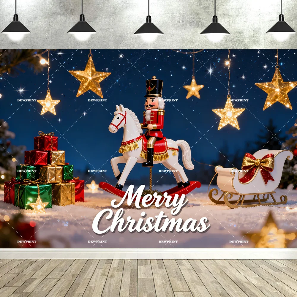 Tauabdruck Weihnachten Nussknacker Dekorationen Hintergrund Banner Hintergrund Schneemann Geschenk Weihnachtsbaum Glocke Wandbehang Party Supplie Prop.