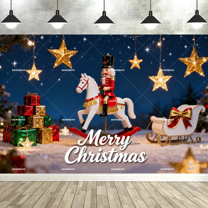 Tauabdruck Weihnachten Nussknacker Dekorationen Hintergrund Banner Hintergrund Schneemann Geschenk Weihnachtsbaum Glocke Wandbehang Party Supplie Prop.