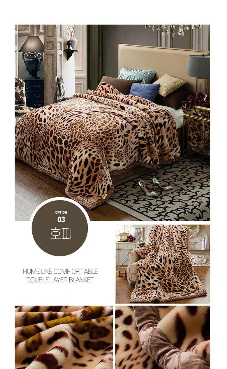 Winter Quilt Thick Warm Fluffy Blankets Super Soft Raschel Stitch Double Layer Winter Mink Throw Fat Quilts Double Size Blanket