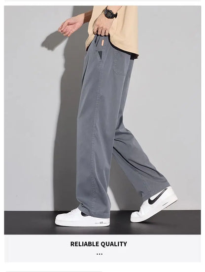 2025 Summer Thin Men's Soft Lyocell Casual Pants Breathable Fashion Solid Color Simple Male Trousers Brand Clothing.