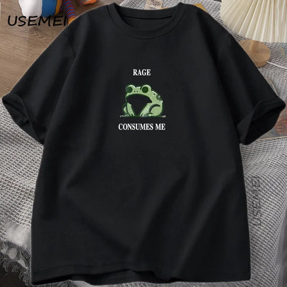 Rage Consumes Me Frog Vintage T Shirt Men Women Tee Nature Lover Silly Frog Retro T-Shirt Mens Clothing Cotton Short Sleeve Top.