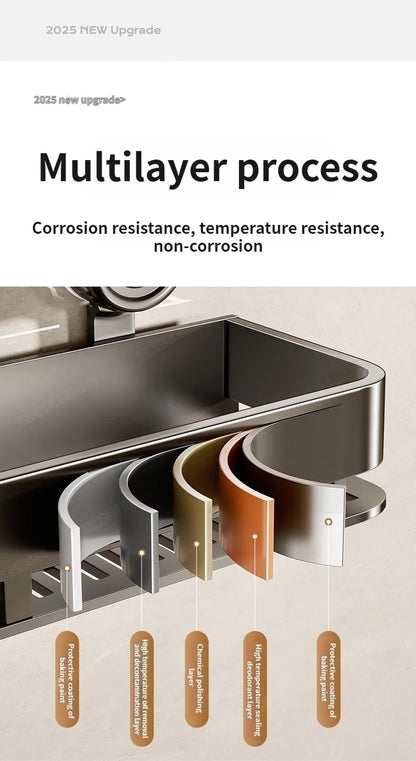 Kein Bohren Saugnapf Saug Badezimmerregal an der Wand Badezimmerregal Toilettenraum Aluminium Hängeregal Badezimmer Organizer Hängen