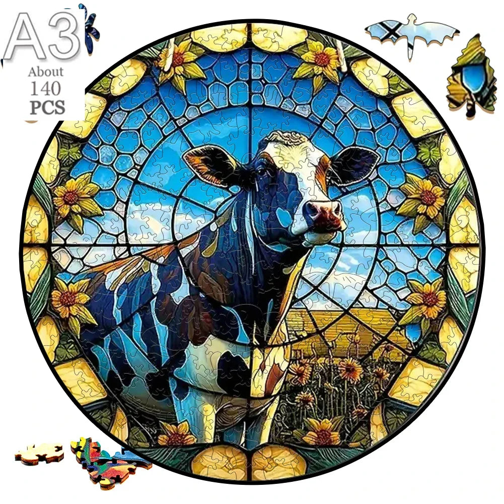 Deer in The Forest Wooden Puzzle Unique Shape Animal Puzzle Adult Relaxation Gift Exquisite Boxed Set with Decorative Artworks