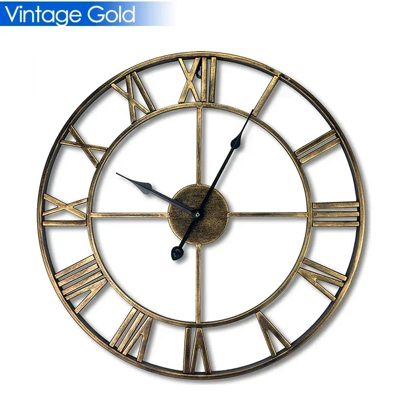 40/47/60/80 cm große 3D-Wanduhr mit römischen Ziffern, Kunst, hohle runde Wandbehang, Vintage-Metalluhr für Wohnzimmer und Zuhause