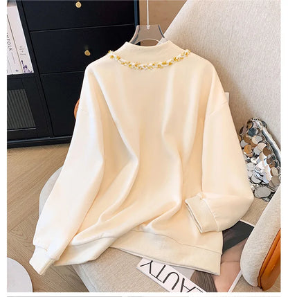 150kg Plus Size Damen büste Frühling Herbst lose neue chinesische Stil Sweatshirt lang ärmel ige geknöpfte Top 5xl 6xl 7xl 8xl 9xl.