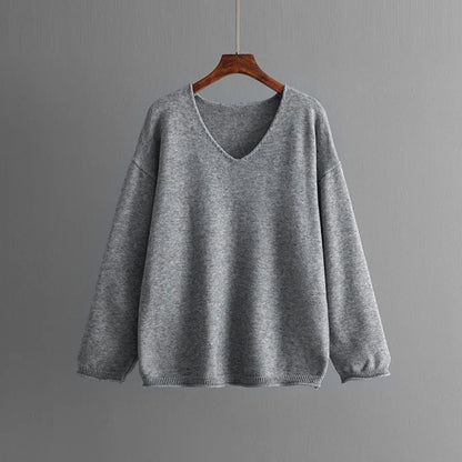 Autumn Winter New Fashion Women’s Solid Color Casual Trendy Loose 2 Piece Sets V-neck Long Sleeve T-shirts Wide Leg Trousers.