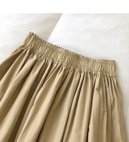 Women Black skirt midi High waist korean style Pleated a line Vintage Clothing 2025 new Summer Casual Fashion Ladies Work Wear.