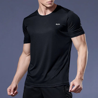 Summer Ice Silk Short Sleeve T-Shirt Men New Quick Dry Breathable Air Conditioning Outdoor Sun Protection Running Outer Wear.