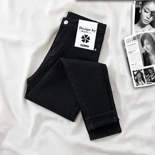 High-waisted Slimming Women's Jeans Fashionable Skinny Denim Pants Spring New Style.
