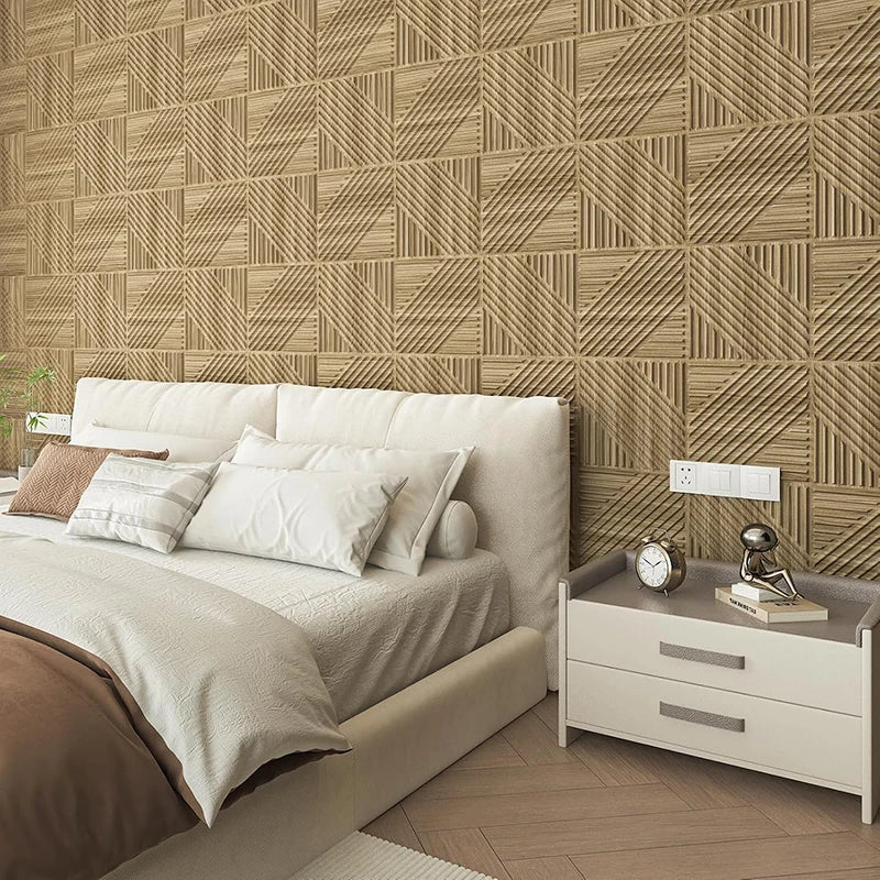10pcs 30cm Wood grain 3D Stereo Wall Panel Diamond Not self-adhesive tile 3D wall sticker living room Bathroom tile wall paper