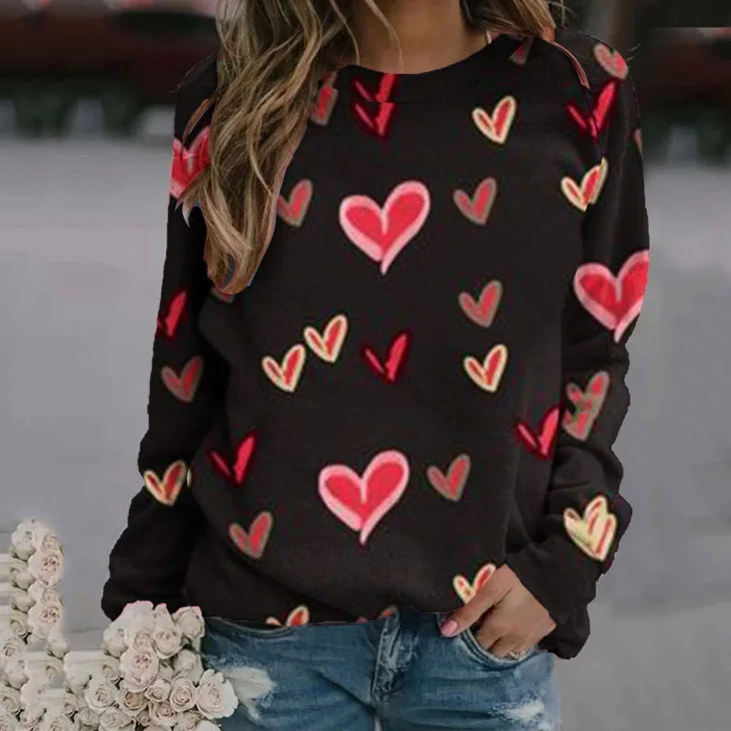 Love Heart Sweatshirts 3D Print Hoodie Women Fashion Streetwear Oversized O-Neck Hoodies Harajuku Woman Pullovers Woman Clothing