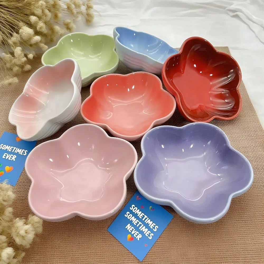 5'' Elevated Flower Design Ceramic Cat Bowl, Pet Food Dish, Small Dish Dip Dish, Deep Feeders, for Home Kitchen Supplies Gift.