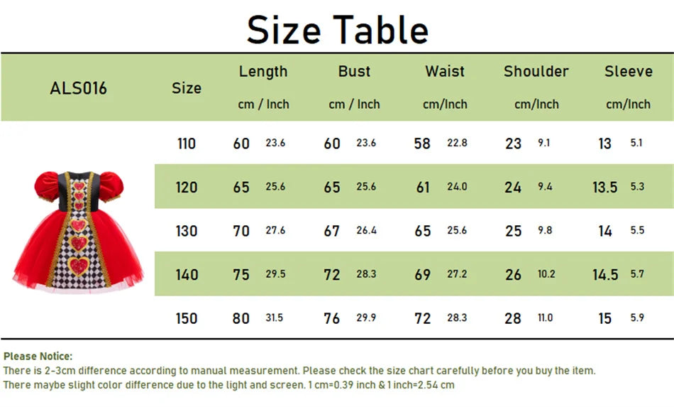 Alice Red Queen Cosplay Prinzessin Kleid Mädchen Deluxe Performance Kleidung Kind Karneval Halloween Party Charm Kostüm Geburtstagsgeschenk.