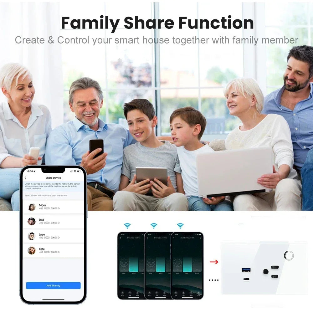 Melery Brasilien WiFi Smart Leben Dual Wand Steckdose Tuya Elektrische Stecker Outlet PC/Glas Touch Panel Alexa Dot Google hause Assistent.