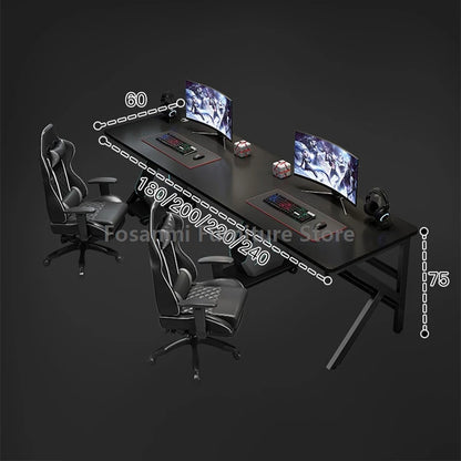Großer 2-Personen-Gamer-PC-Schreibtisch mit K-förmigen Beinen, moderner Büro-Doppelcomputer-Schreibtische, geräumiger langer Gaming-Tisch für Zuhause und Arbeitszimmer für zwei Personen