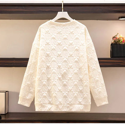 150Kg Plus Größe frauen Fehlschlag 157 Frühling Herbst Neue Liebe Drucken Lose Schlanke Sweatshirt Schwarz Grau Haut 6XL 7XL 8XL 9XL 10XL.