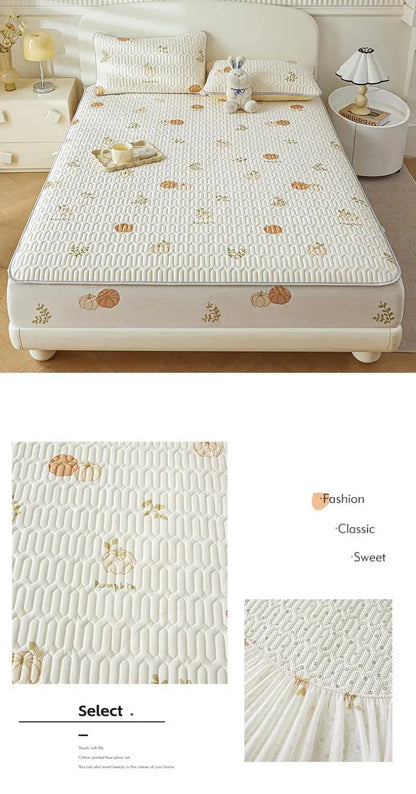 Cartoon Cute Pattern Cooling Fitted Sheet Single Natural latex fabric Soft cushion for Bedding Slow rebound Non-Slip Mattress