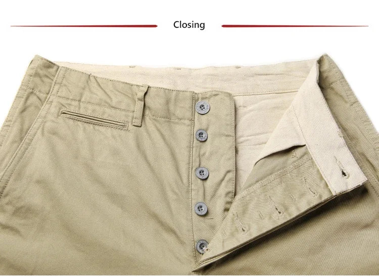 Rugged Bronson Army Chino Trousers 1942 Pattern Khakis Military Style Casual Pants.