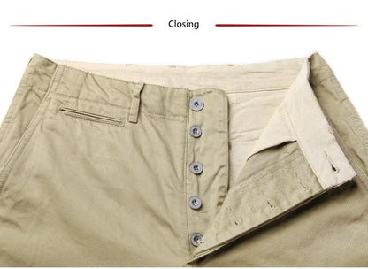 Rugged Bronson Army Chino Trousers 1942 Pattern Khakis Military Style Casual Pants.