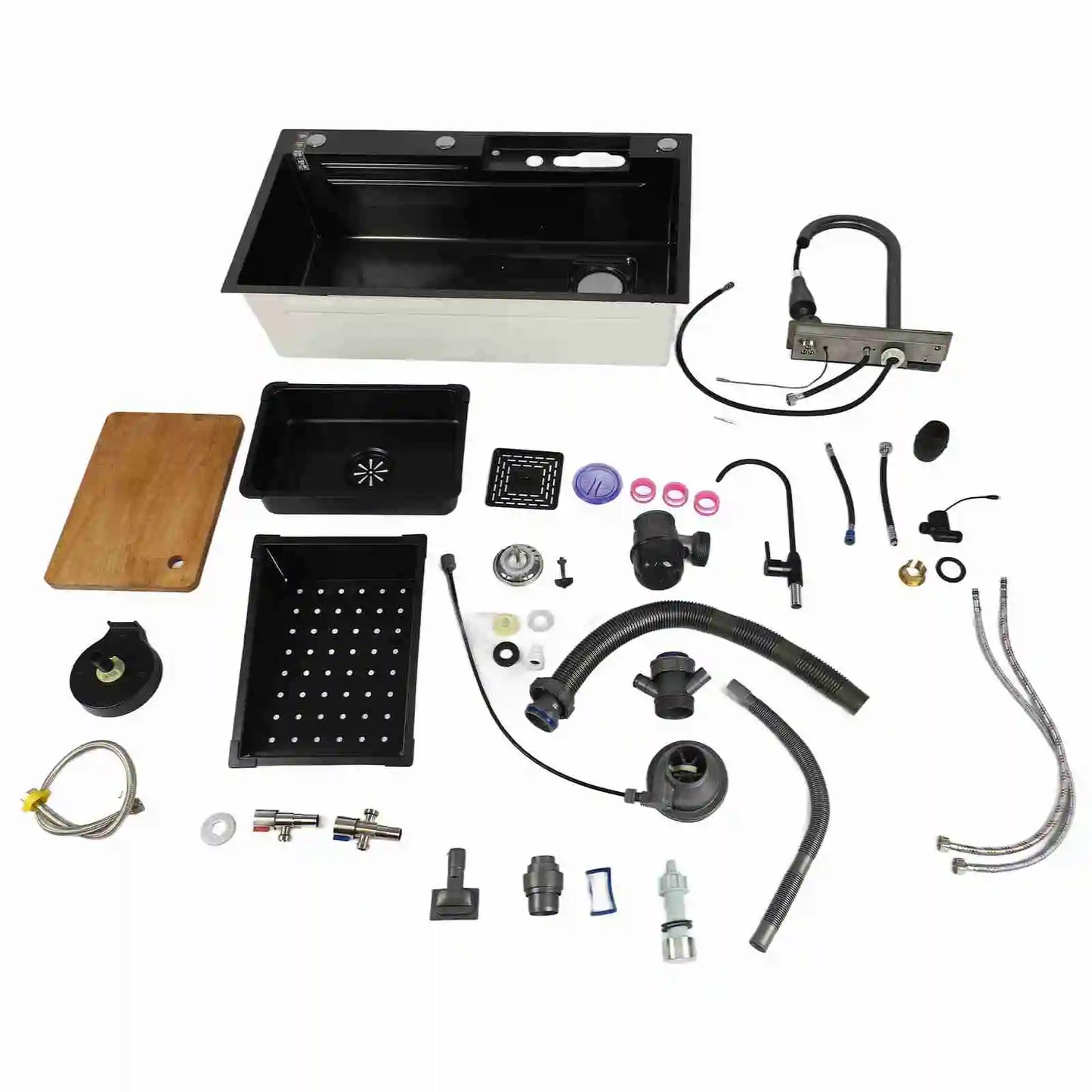 Intelligentes Küchenspülbecken, professionelles Edelstahl-Waschbecken mit verdickter gebürsteter Oberfläche, großes Fassungsvermögen, Digitalanzeige, Küchenspüle