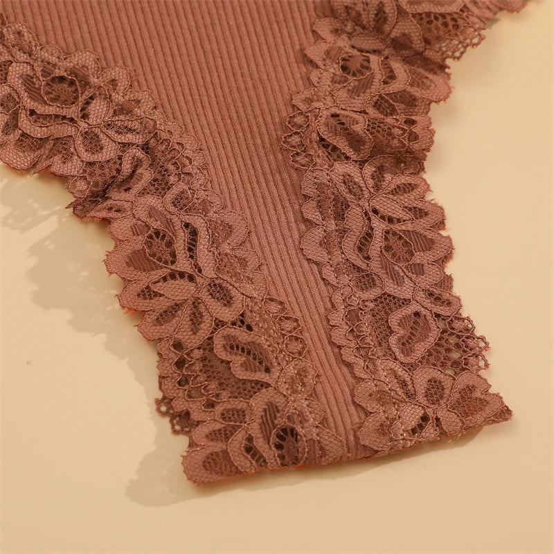 5Pcs/set Women Cotton Panties Floral Lace Intimate Underwear Trendy Patchwork Lace Briefs Female Soft Underpants Lingerie S-XL.