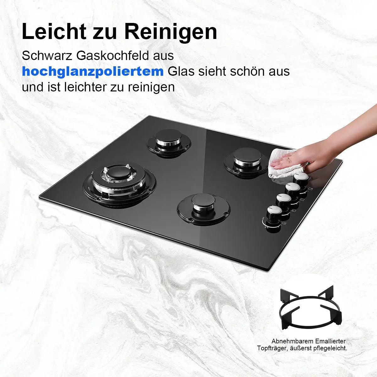 60cm Gas Hob 4 Burners 8000W Dual Fuel (Natural Gas/Propane) Auto Flame Protection Tempered Glass Built-in/Freestanding 220-240V.