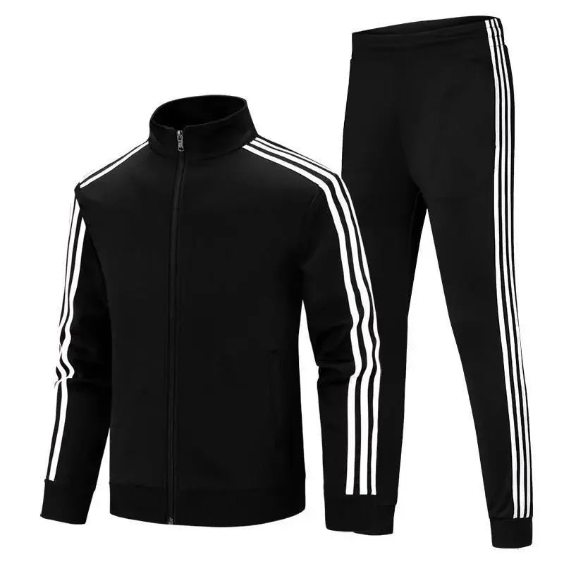 Men's Long Sleeve Running Suit Set Stand Collar Morning Run Versatile Slim Fit Sportswear Two Piece Popular Cross-Border.