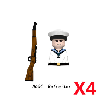 Military WWII Figure Building Blocks Accessories MP40 Rocket Launcher MG42 Officer Army Camouflage Soldier Pzf 98K Toy Gift N029